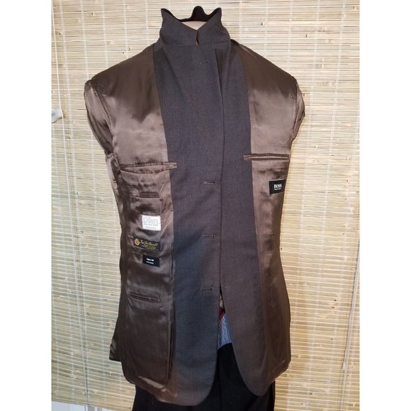 HUGO BOSS 40R MEN'S SPORT COAT BROWN SUPER 100S WOOL MADE IN ITALY S-330 - Picture 7 of 10